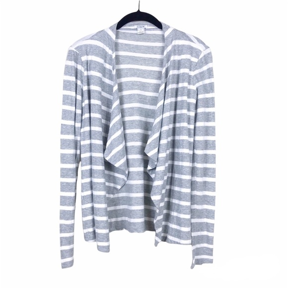 J. Crew Gray Striped Cascading Always Cardigan XS - Picture 1 of 8